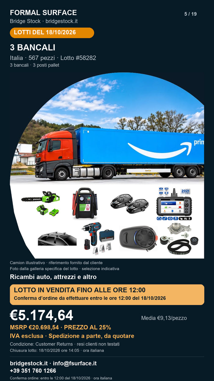 Lotto Amazon 58282 del 18/10/2026