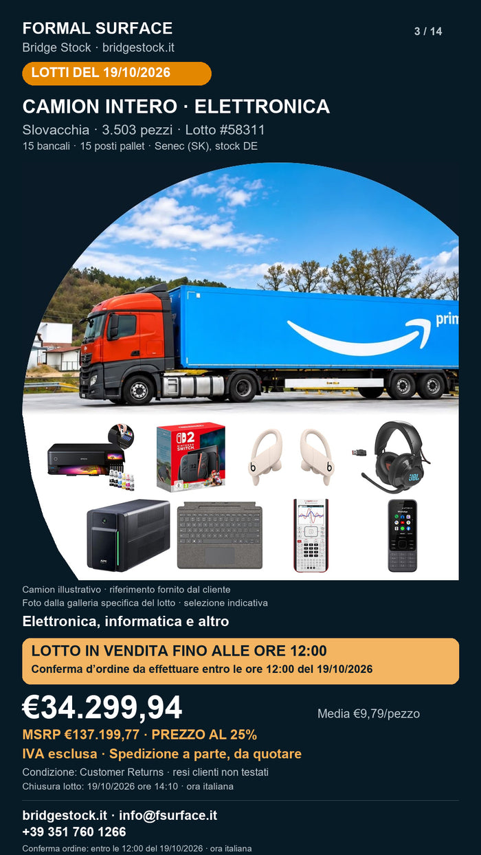 Lotto Amazon 58311 del 19/10/2026