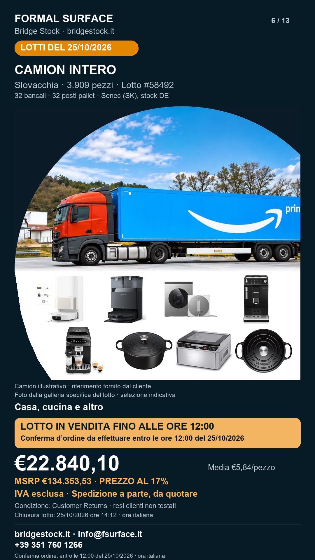 Lotto resi Amazon casa, cucina – camion intero, 3909 pezzi – #58492