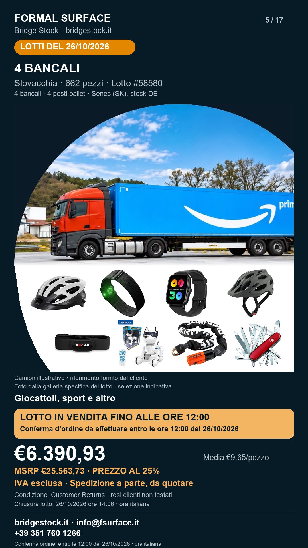 Lotto resi Amazon giocattoli, sport – 4 bancali, 662 pezzi – #58580