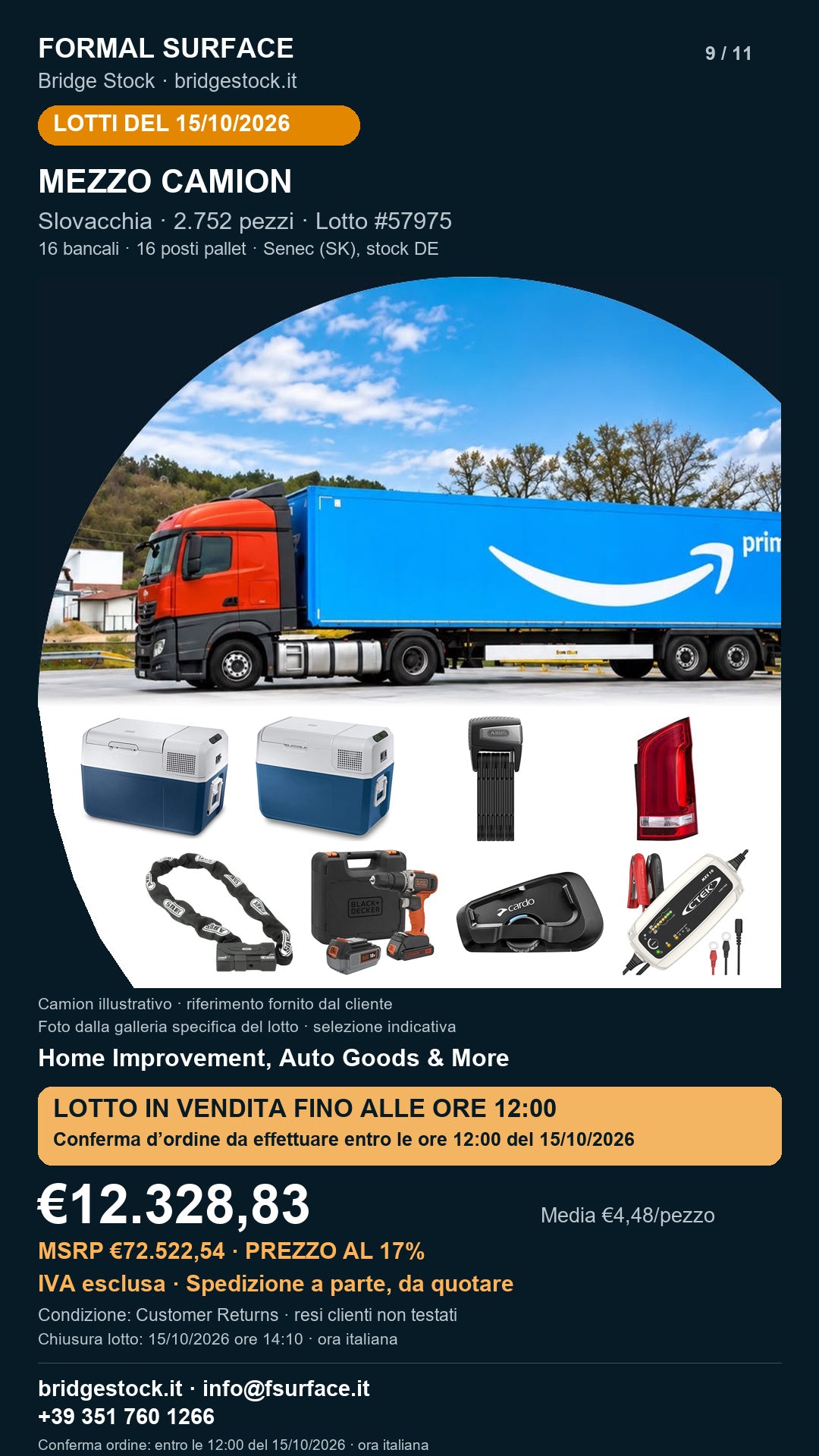 Lotto 57975 del 15 ottobre 2026 – Home Improvement, Auto Goods & More