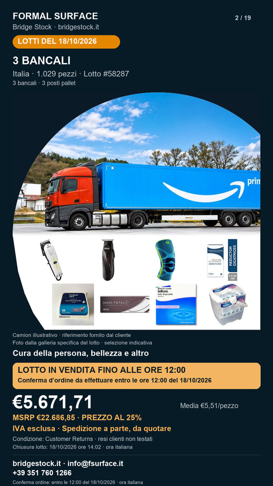 Lotto Amazon 58287 del 18/10/2026
