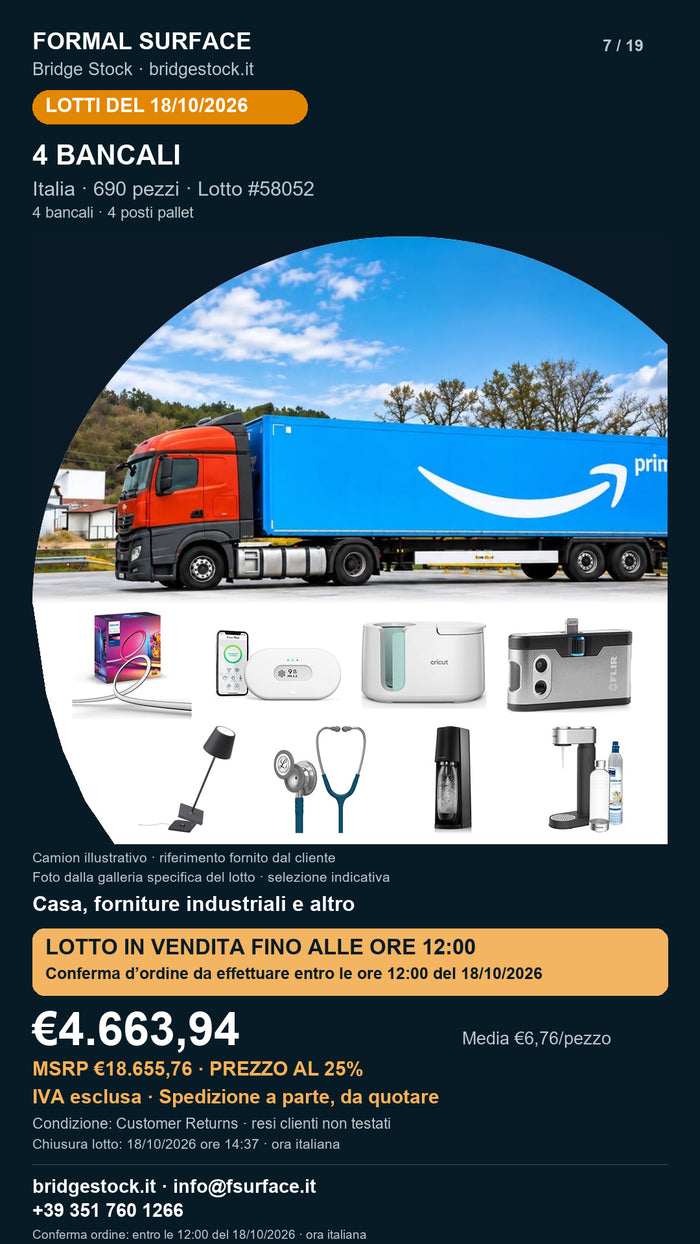 Lotto Amazon 58052 del 18/10/2026