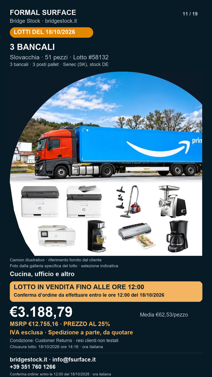 Lotto Amazon 58132 del 18/10/2026