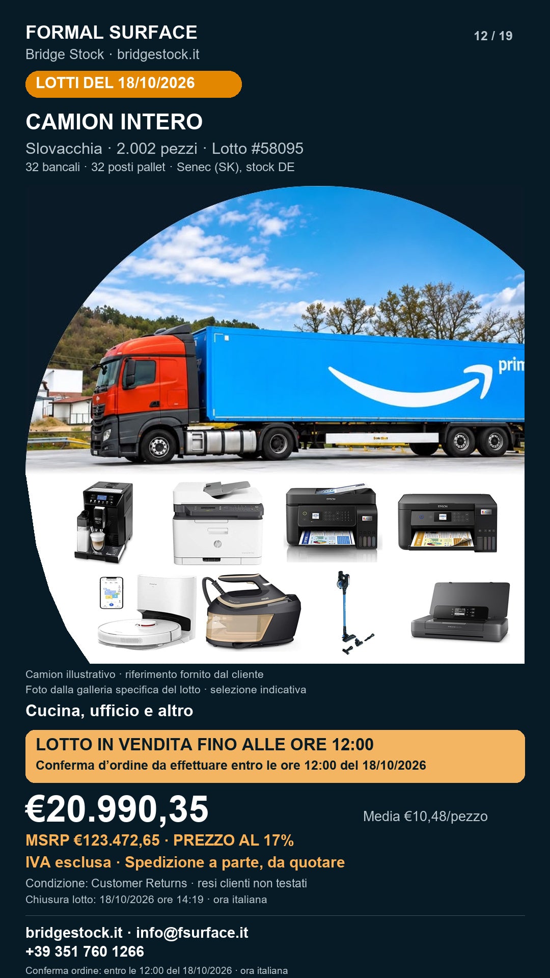 Lotto Amazon 58095 del 18/10/2026