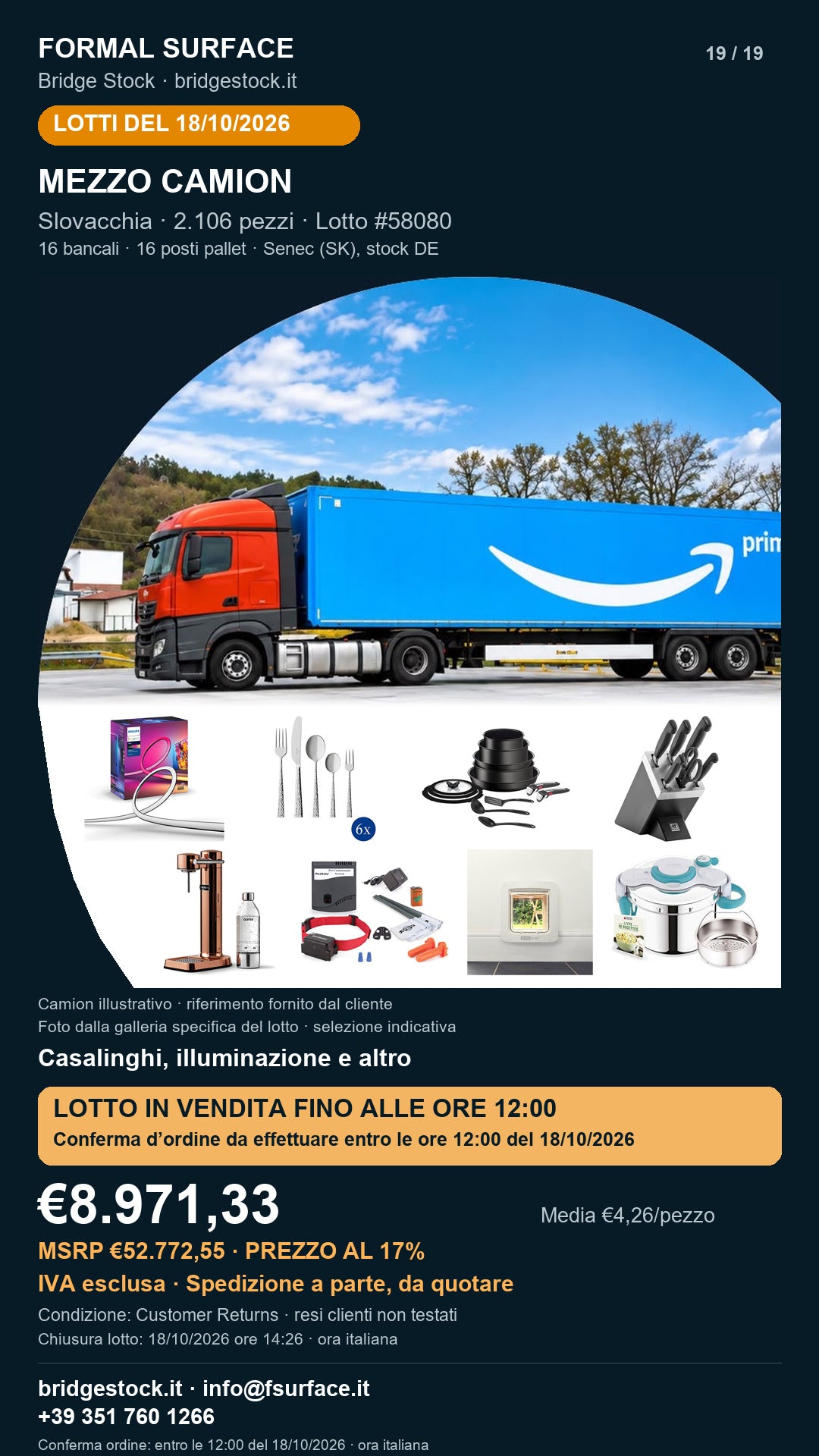 Lotto Amazon 58080 del 18/10/2026