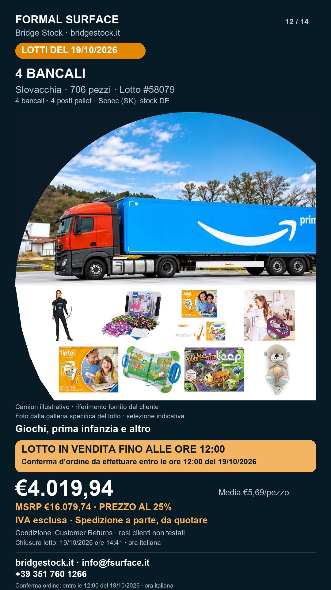 Lotto Amazon 58079 del 19/10/2026