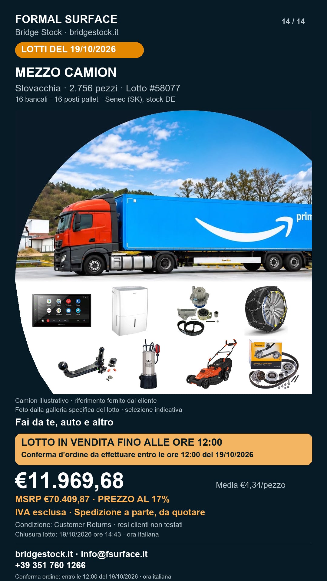 Lotto Amazon 58077 del 19/10/2026