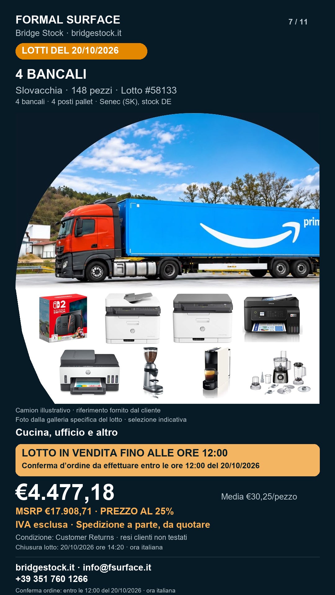 Lotto Amazon 58133 del 20/10/2026