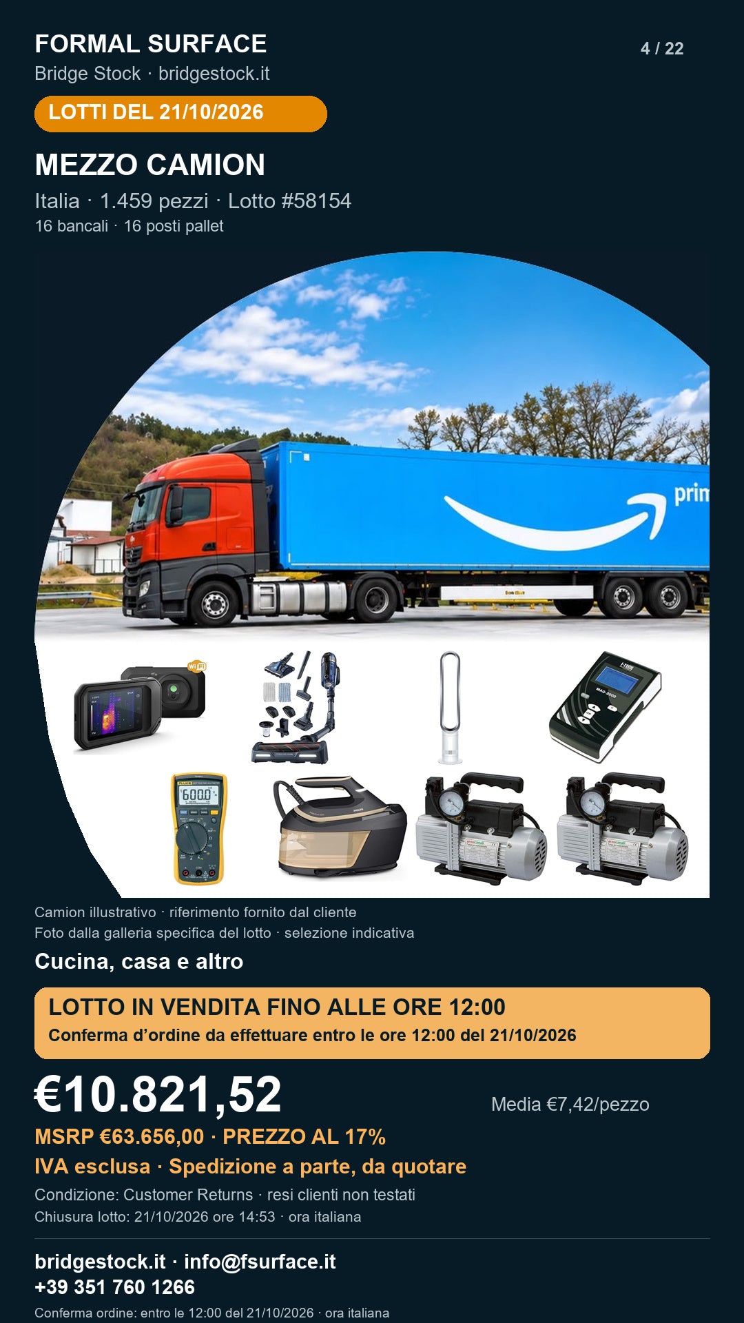 Lotto resi Amazon cucina, casa – mezzo camion, 1459 pezzi – #58154