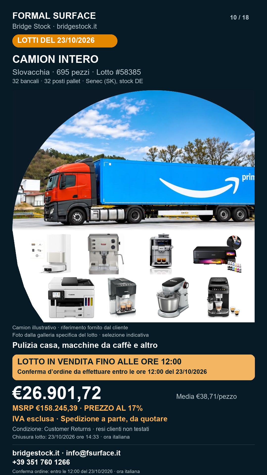 Lotto resi Amazon pulizia casa, macchine da caffè – camion intero, 695 pezzi – #58385