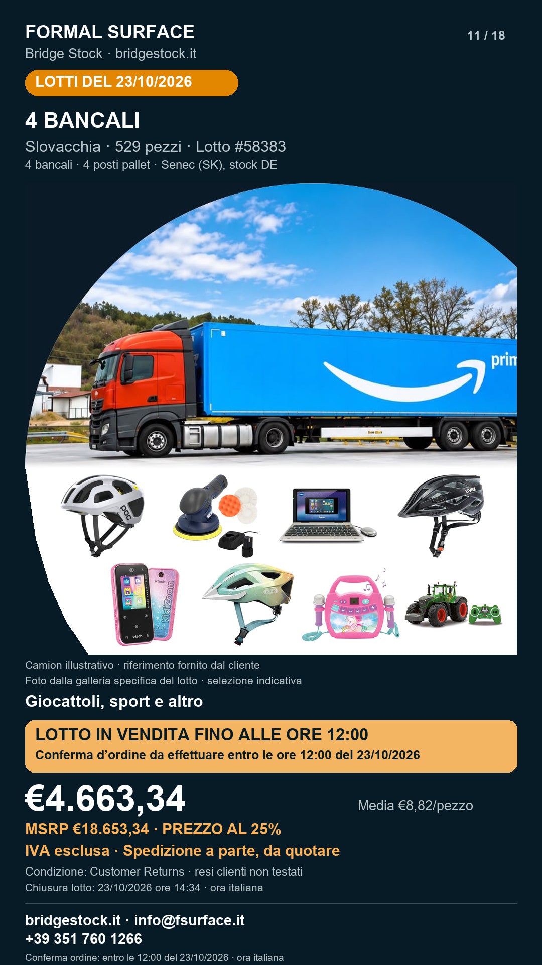 Lotto resi Amazon giocattoli, sport – 4 bancali, 529 pezzi – #58383
