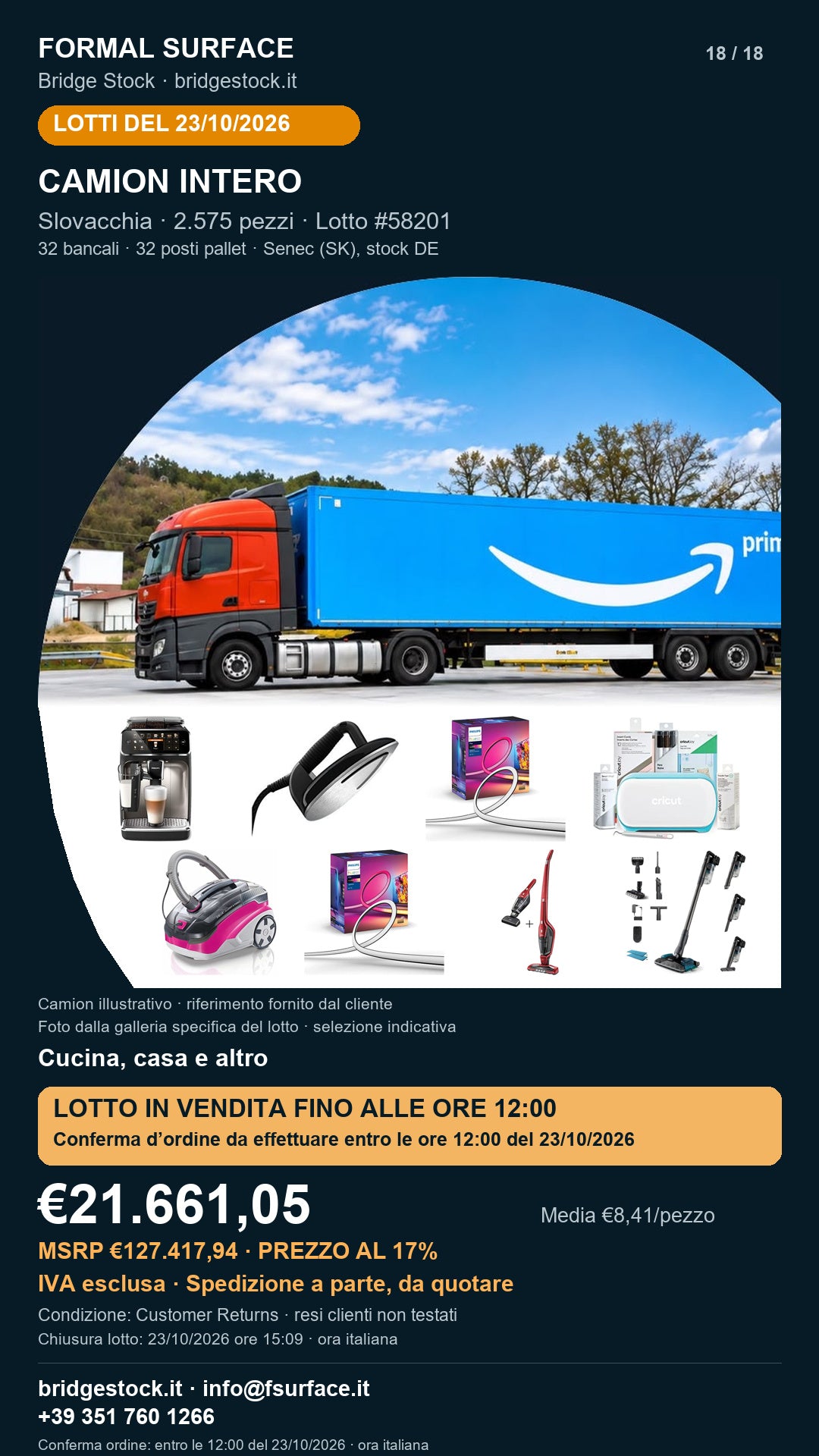 Lotto resi Amazon cucina, casa – camion intero, 2575 pezzi – #58201