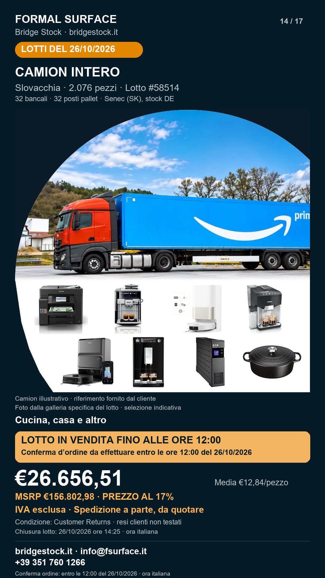 Lotto resi Amazon cucina, casa – camion intero, 2076 pezzi – #58514