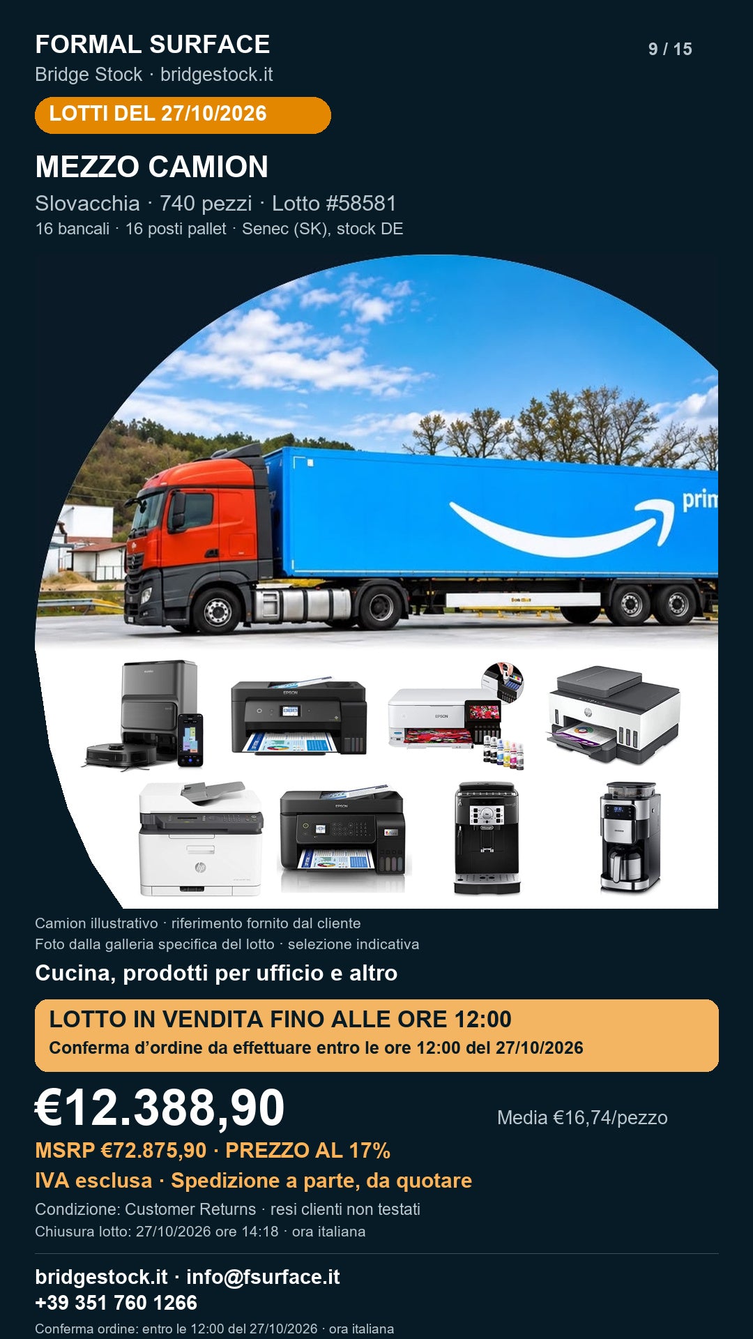 Lotto resi Amazon cucina, prodotti per ufficio – mezzo camion, 740 pezzi – #58581