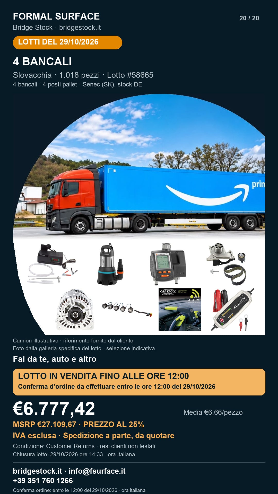 Scheda lotto 58665 del 29/10/2026