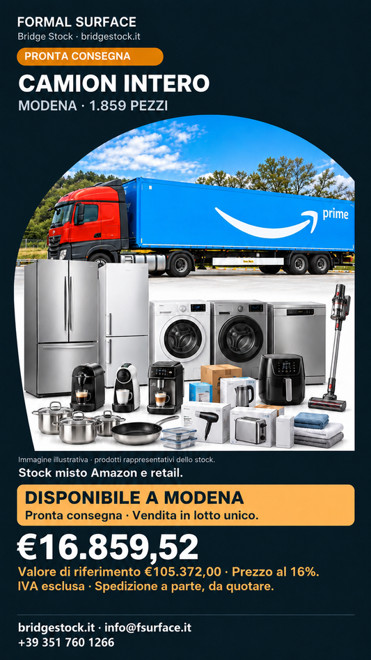 Camion stock misto – 1.859 pezzi – pronta consegna a Modena. Composizione illustrativa.