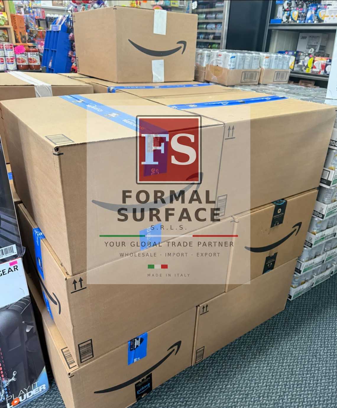 Scatole Amazon con logo Formal Surface — immagine illustrativa, acquisto di una sola Box