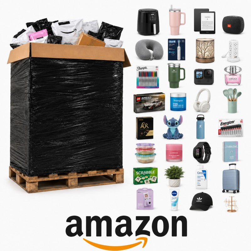 Pallet Amazon Mystery · circa 300 pacchi — esempio di stock